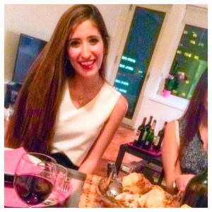 Me, hosting a dinner for my  friends. I made a simple salad to start, a roasted chicken, and a gratin dauphinois. :)